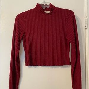 Turtle neck long sleeve crop top